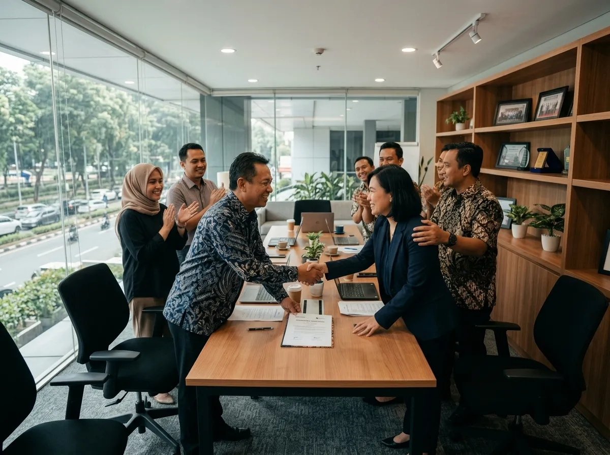 Jabat tangan penandatanganan kerja sama Program Mitra NataBisnis